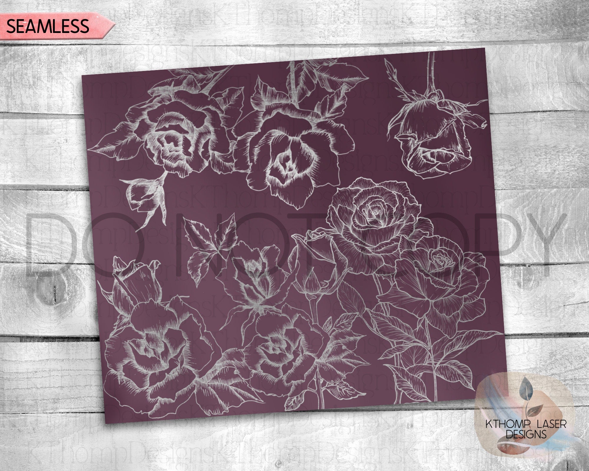 Roses 1 Tumbler Wrap SVG | 20oz Skinny Laser Engraving File | Rotary Engrave Digital Design | Floral SVG Design
