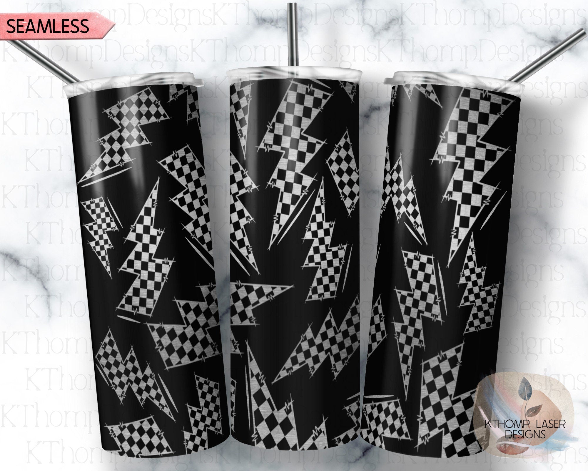Checkered Flag Bolt Tumbler Wrap SVG | 20oz Skinny Laser Engraving File | Rotary Ready Digital Design | Career Gift SVG