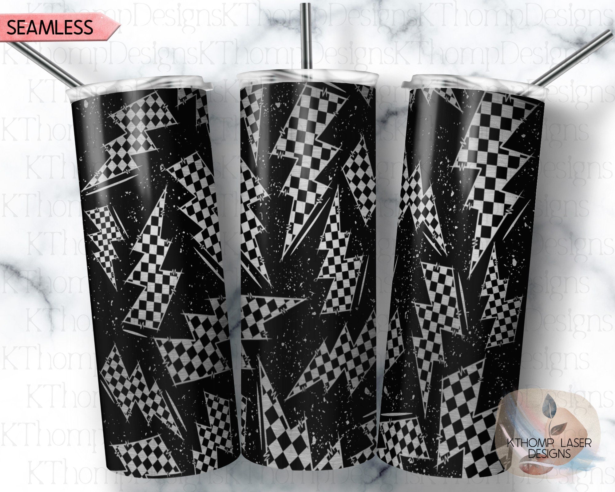 Checkered Flag Bolt Tumbler Wrap SVG | 20oz Skinny Laser Engraving File | Rotary Ready Digital Design | Career Gift SVG
