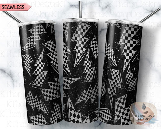 Checkered Flag Bolt Tumbler Wrap SVG | 20oz Skinny Laser Engraving File | Rotary Ready Digital Design | Career Gift SVG