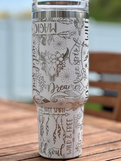 Wild Soul Free Spirit Boho Tumbler Wrap SVG | 20oz Skinny Laser Engraving File | Rotary Ready Digital Design | Zodiac Boho SVG
