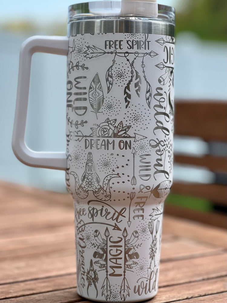 Wild Soul Free Spirit Boho Tumbler Wrap SVG | 40oz Laser Engraving File | Rotary Ready Digital Design | Zodiac Boho SVG