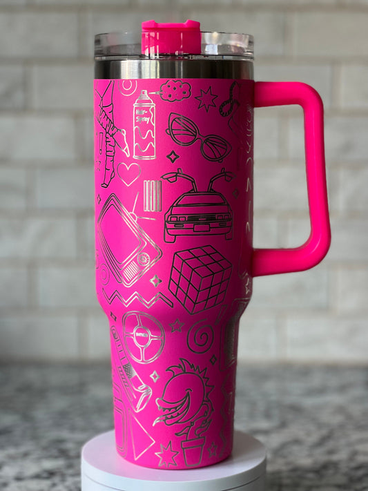 Awesome 80's Vibe Tumbler Wrap SVG | 40oz Laser Engraving File | Rotary Ready Digital Design | Graduation Wedding SVG