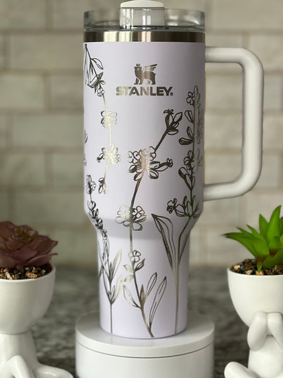 Lavender Tumbler Wrap SVG | 40oz Laser Engraving File | Rotary Engrave Digital Design | Floral SVG Design