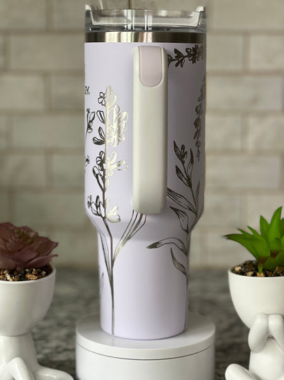 Lavender Tumbler Wrap SVG | 40oz Laser Engraving File | Rotary Engrave Digital Design | Floral SVG Design