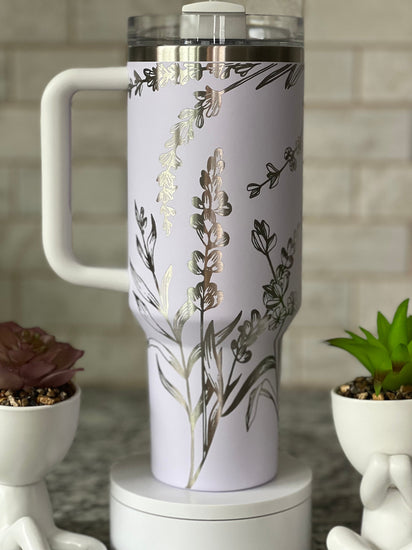 Lavender Tumbler Wrap SVG | 40oz Laser Engraving File | Rotary Engrave Digital Design | Floral SVG Design