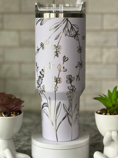 Lavender Tumbler Wrap SVG | 40oz Laser Engraving File | Rotary Engrave Digital Design | Floral SVG Design