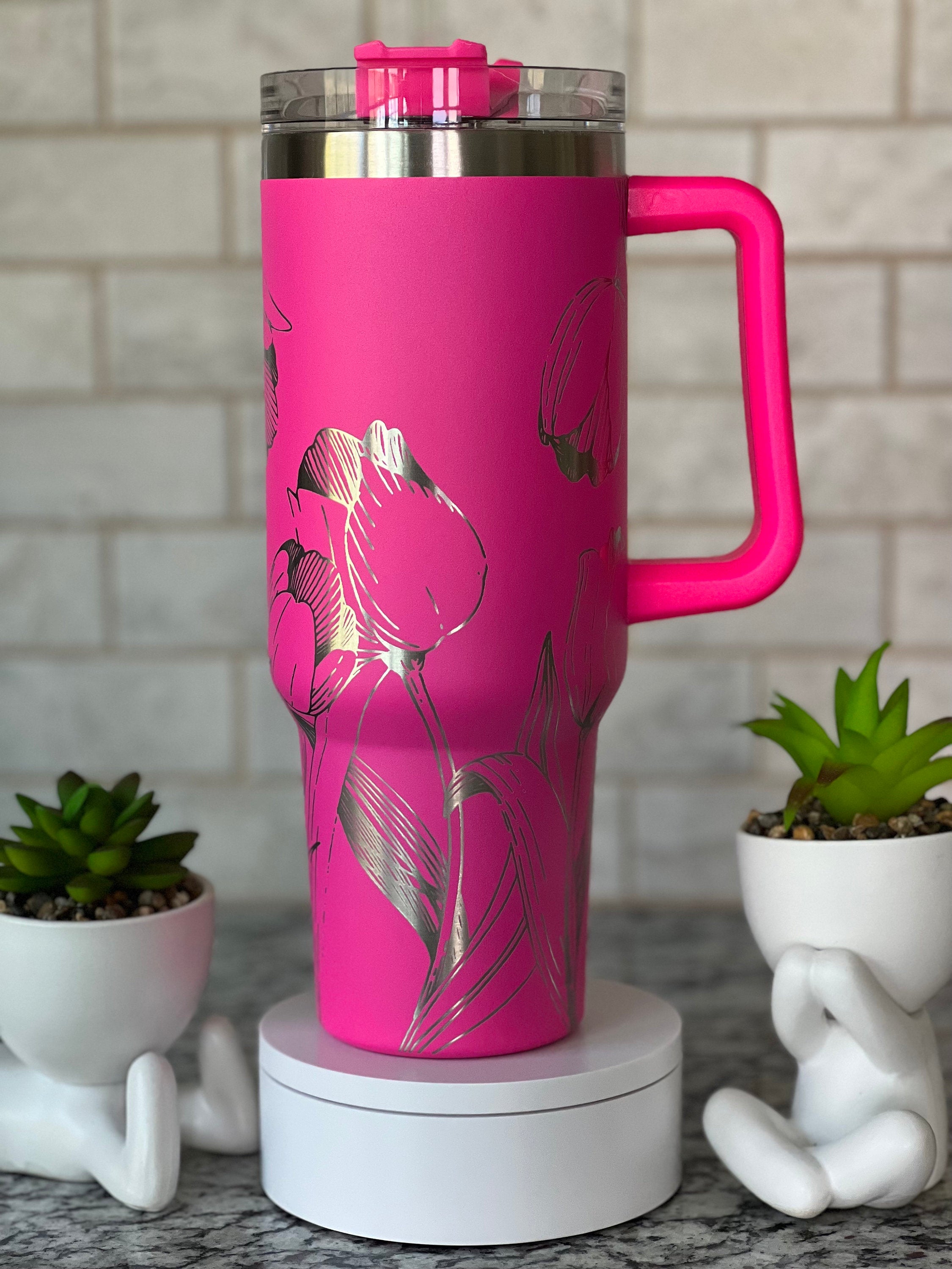 Tulips Tumbler Wrap SVG | 40oz Laser Engraving File | Rotary Engrave Digital Design | Floral SVG Design