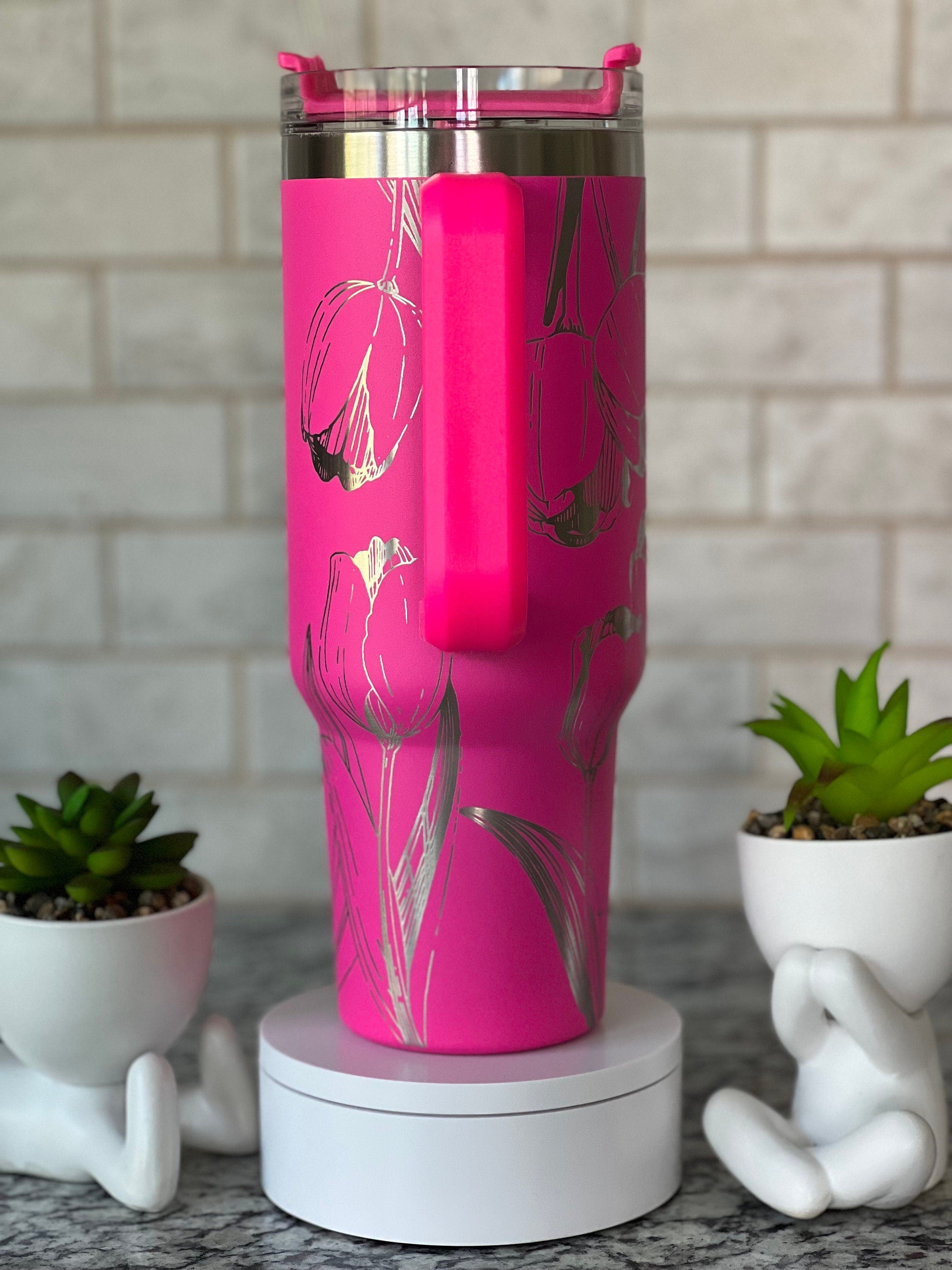 Tulips Tumbler Wrap SVG | 40oz Laser Engraving File | Rotary Engrave Digital Design | Floral SVG Design