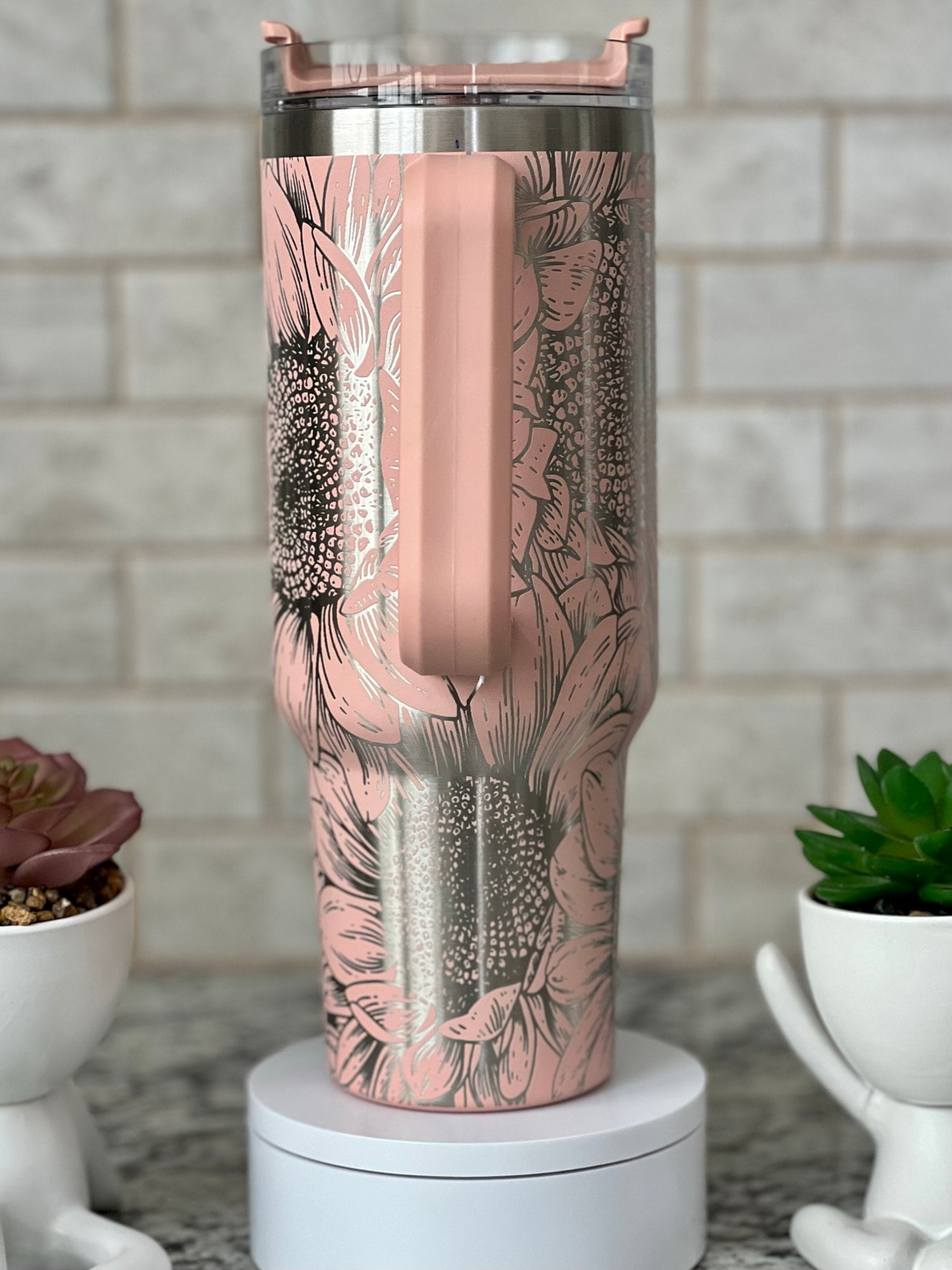 Sunflower Tumbler Wrap SVG | 40oz Laser Engraving File | Rotary Engrave Digital Design | Floral SVG Design