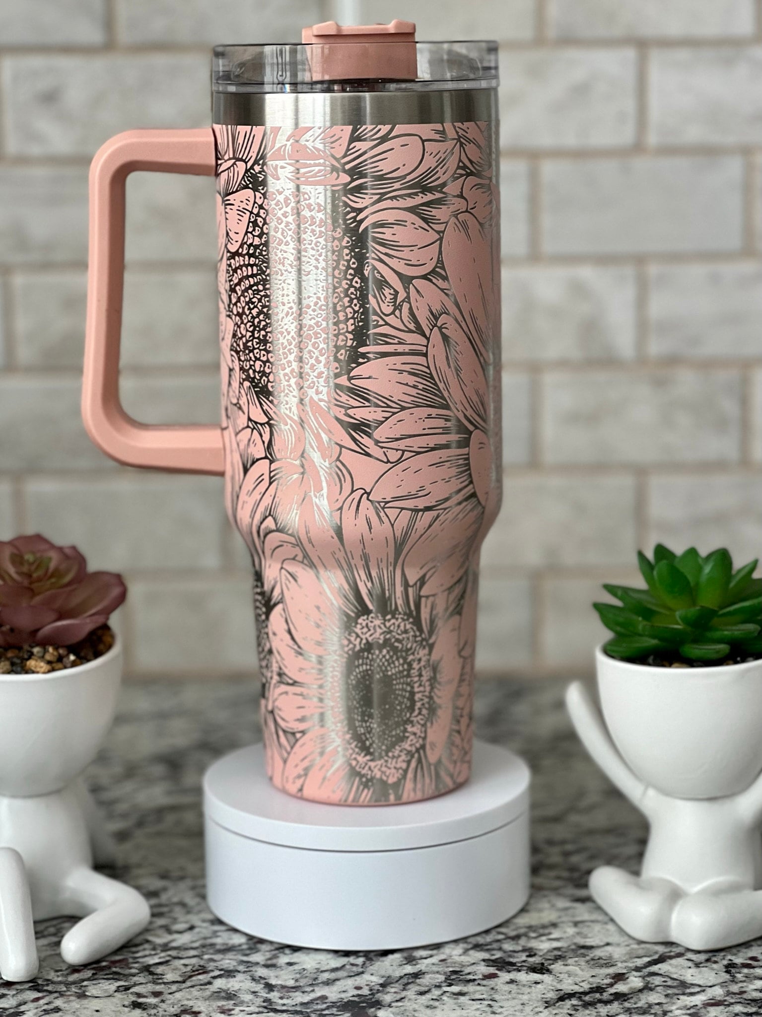 Sunflower Tumbler Wrap SVG | 40oz Laser Engraving File | Rotary Engrave Digital Design | Floral SVG Design