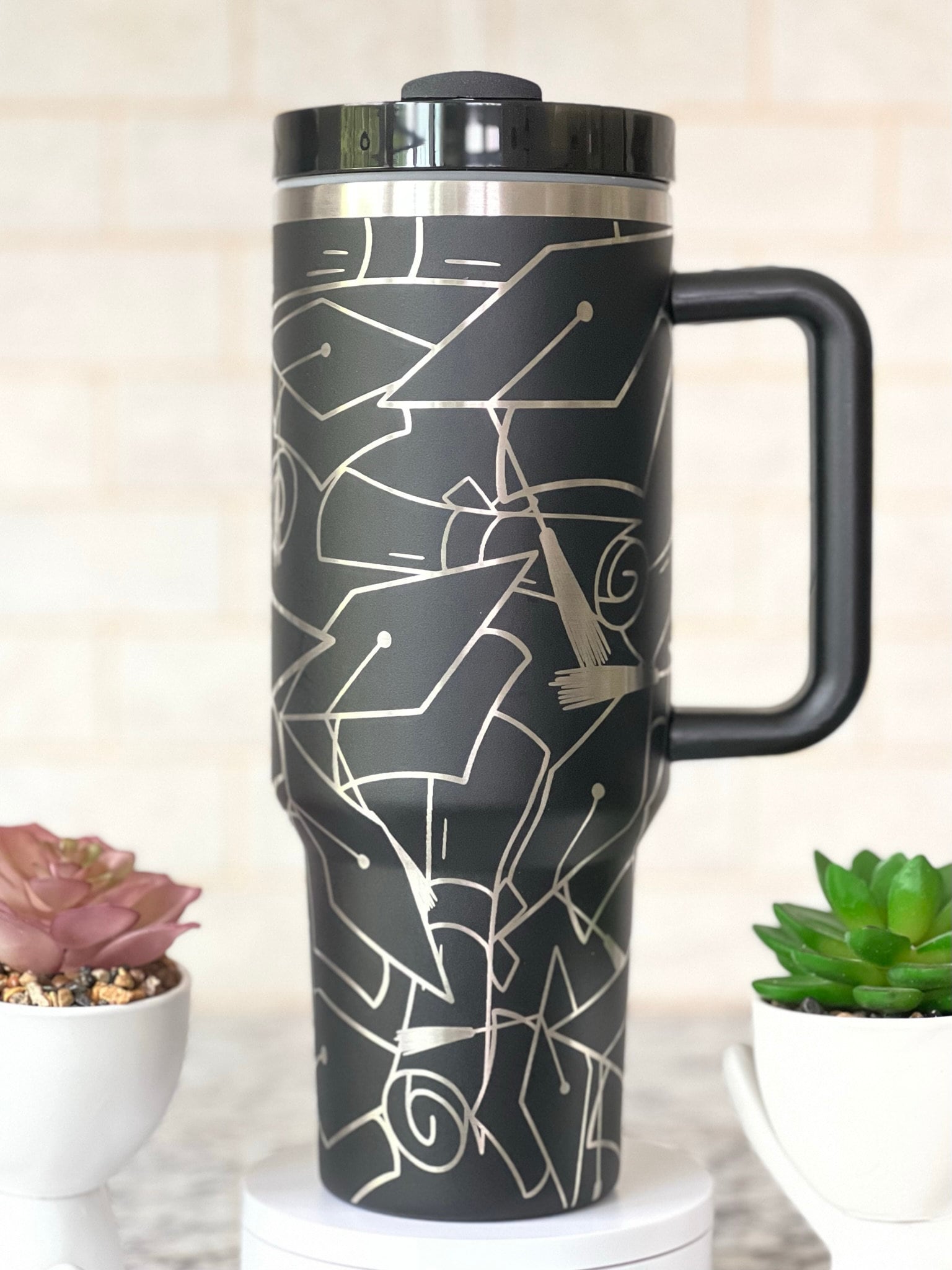 Graduate Cap & Diploma Tumbler Wrap SVG | 40oz Laser Engraving File | Rotary Ready Digital Design | Graduation Wedding SVG
