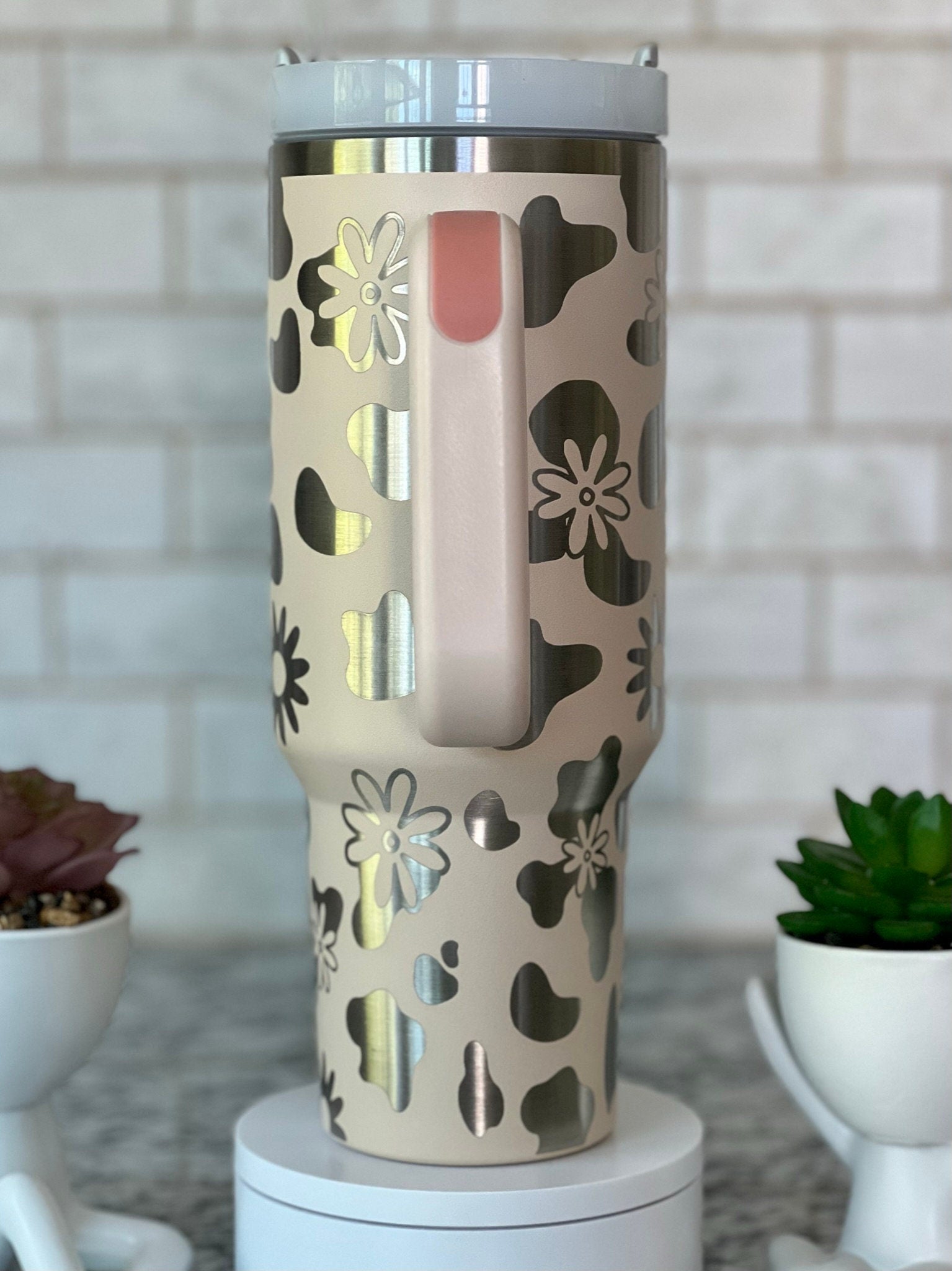Boho Cow Skull Western Tumbler Wrap SVG | 40oz Laser Engraving File | Rotary Ready Digital Design | Western Farm SVG