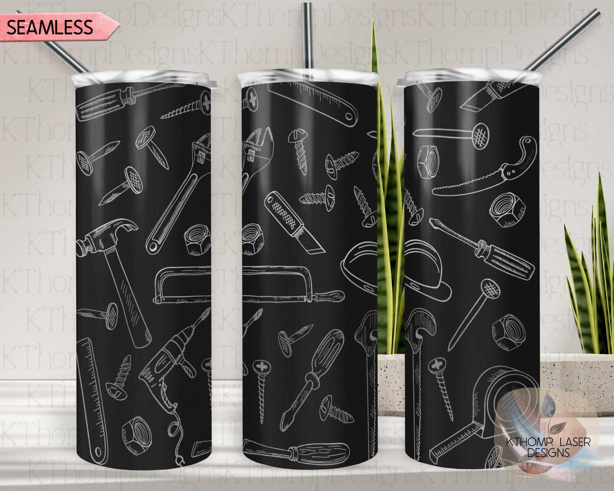 Tools Tumbler Wrap SVG | 20oz SkinnyLaser Engraving File | Rotary Ready Digital Design | Career Gift SVG