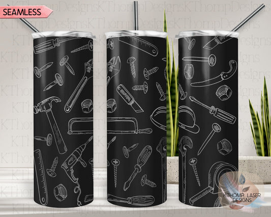Tools Tumbler Wrap SVG | 20oz SkinnyLaser Engraving File | Rotary Ready Digital Design | Career Gift SVG
