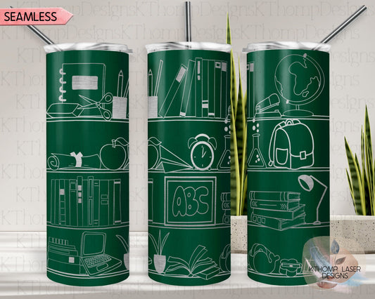 School Shelves Tumbler Wrap SVG | 20oz Skinny Laser Engraving File | Rotary Ready Digital Design | Career Gift SVG