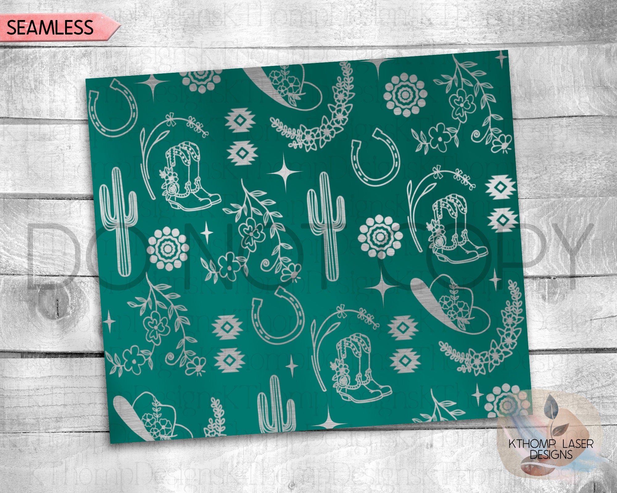 Western Floral Tumbler Wrap SVG | 20oz Skinny Laser Engraving File | Rotary Ready Digital Design | Western Farm SVG