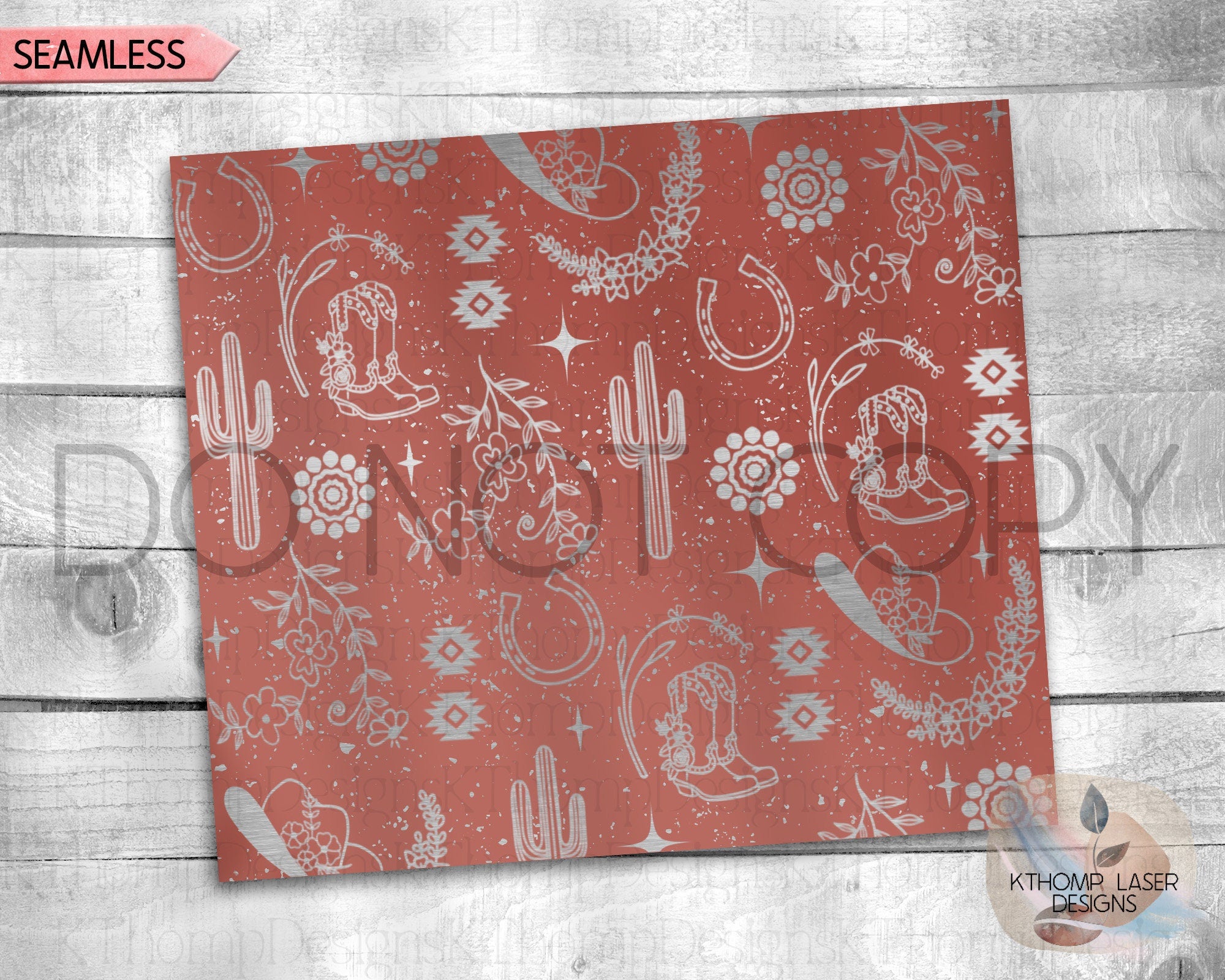 Western Floral Tumbler Wrap SVG | 20oz Skinny Laser Engraving File | Rotary Ready Digital Design | Western Farm SVG