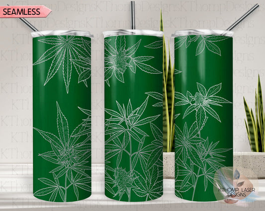 Cannabis Tumbler Wrap SVG | 20oz Skinny Laser Engraving File | Rotary Engrave Digital Design | Floral SVG Design