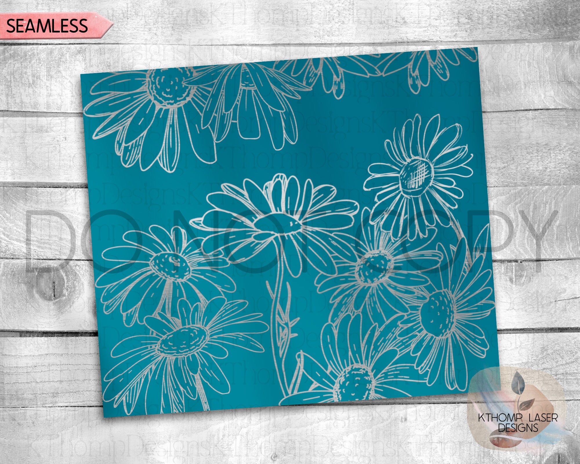 Daisies Tumbler Wrap SVG | 20oz Skinny Laser Engraving File | Rotary Engrave Digital Design | Floral SVG Design