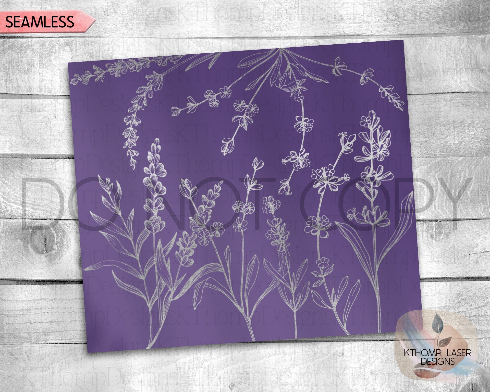 Lavender Tumbler Wrap SVG | 20oz Skinny Laser Engraving File | Rotary Engrave Digital Design | Floral SVG Design