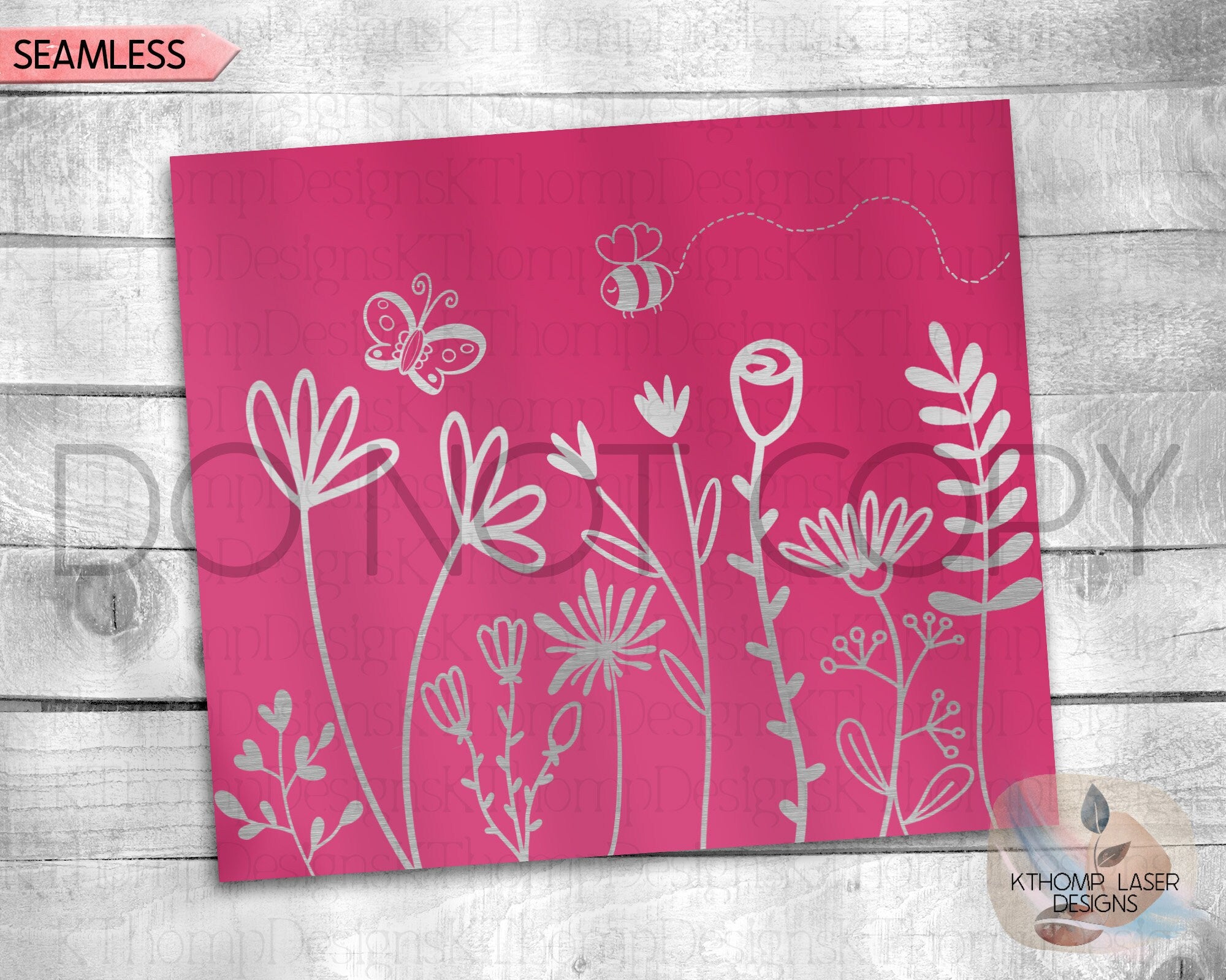 Floral Garden Tumbler Wrap SVG | 20oz Skinny Laser Engraving File | Rotary Engrave Digital Design | Floral SVG Design