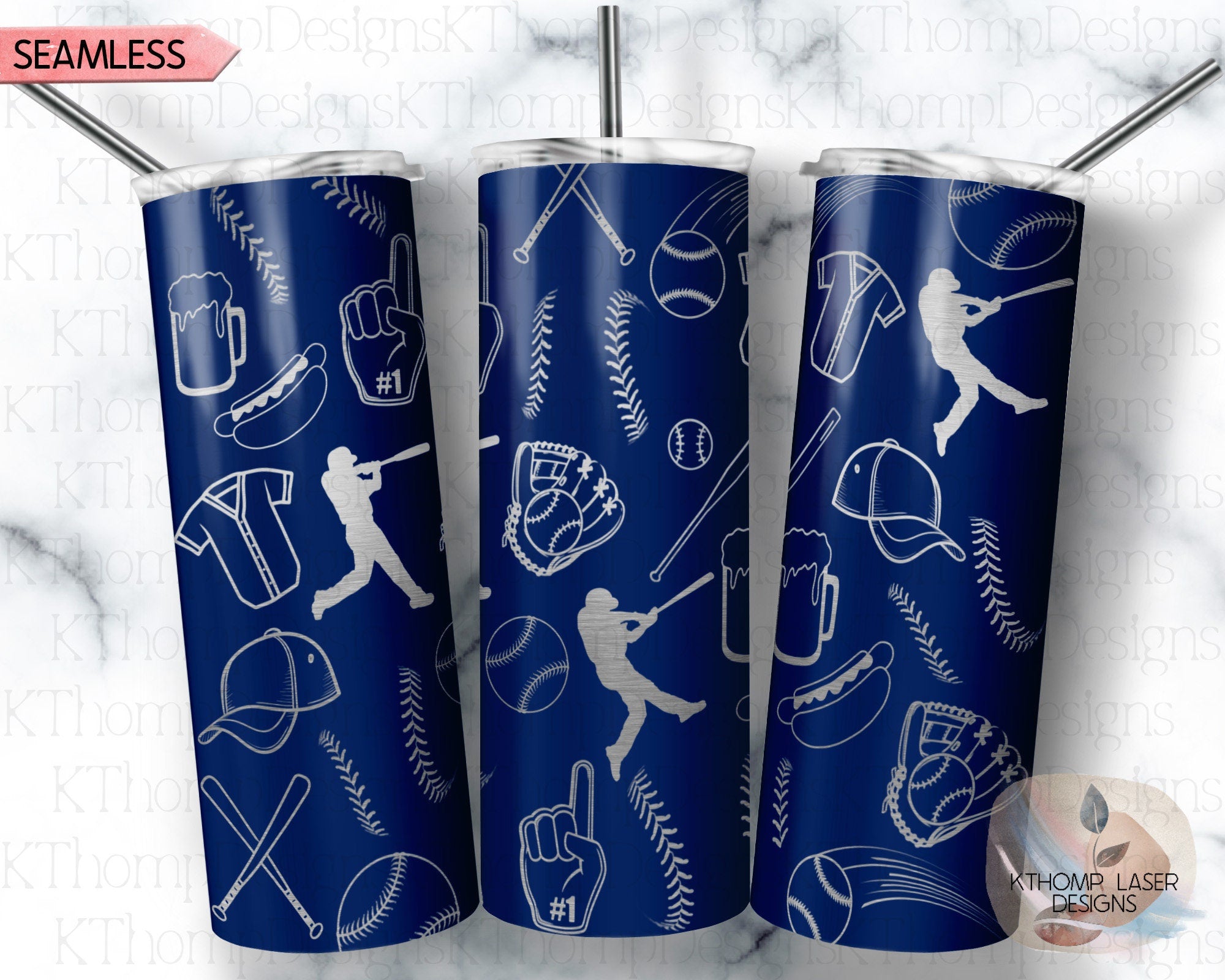 Baseball Doodles Tumbler Wrap SVG | 20oz Skinny Laser Engraving File | Rotary Ready Digital Design | Sports Fan SVG