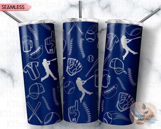 Baseball Doodles Tumbler Wrap SVG | 20oz Skinny Laser Engraving File | Rotary Ready Digital Design | Sports Fan SVG