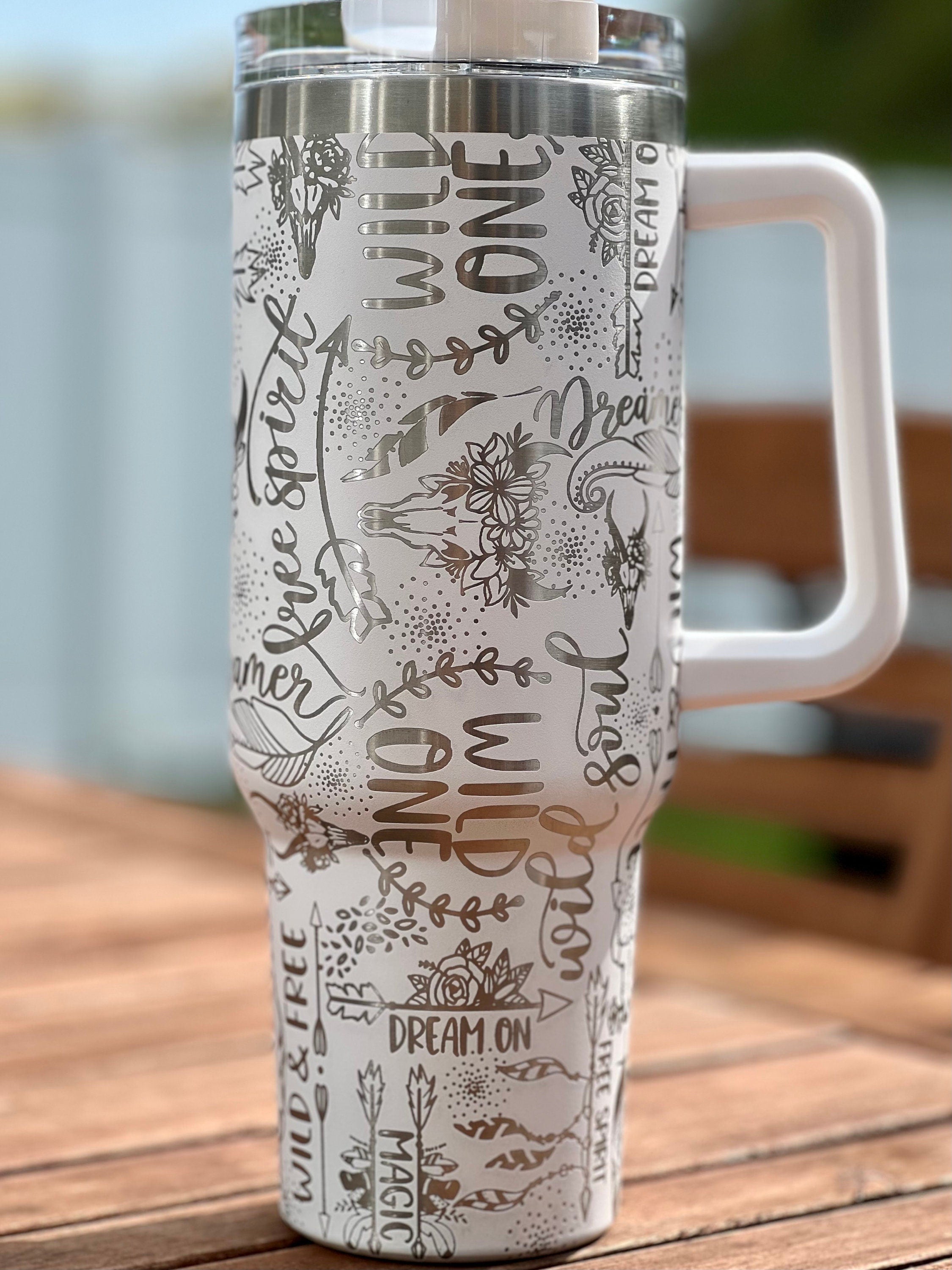 Wild Soul Free Spirit Boho Tumbler Wrap SVG | 40oz Laser Engraving File | Rotary Ready Digital Design | Zodiac Boho SVG