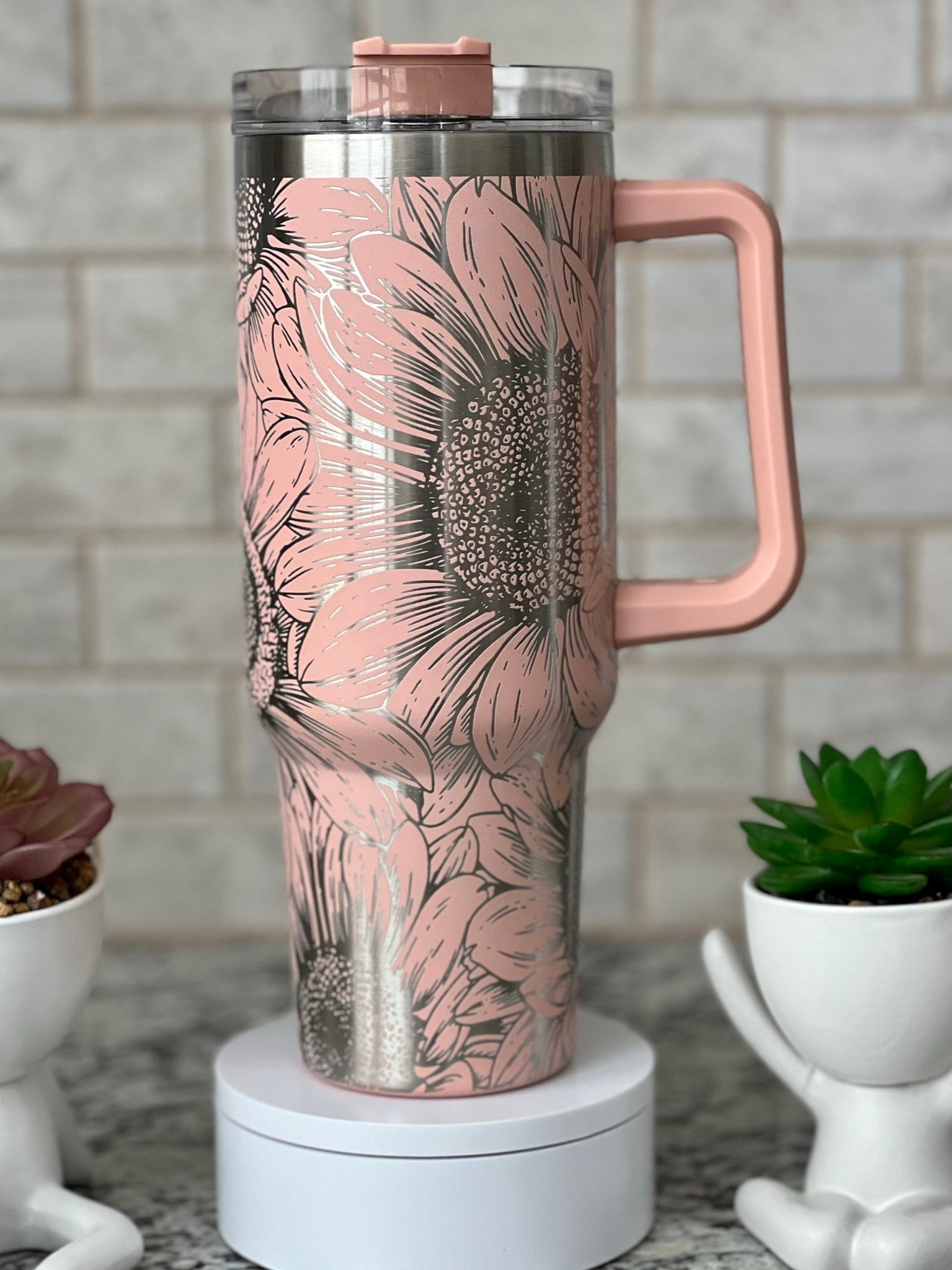 Sunflower Tumbler Wrap SVG | 40oz Laser Engraving File | Rotary Engrave Digital Design | Floral SVG Design
