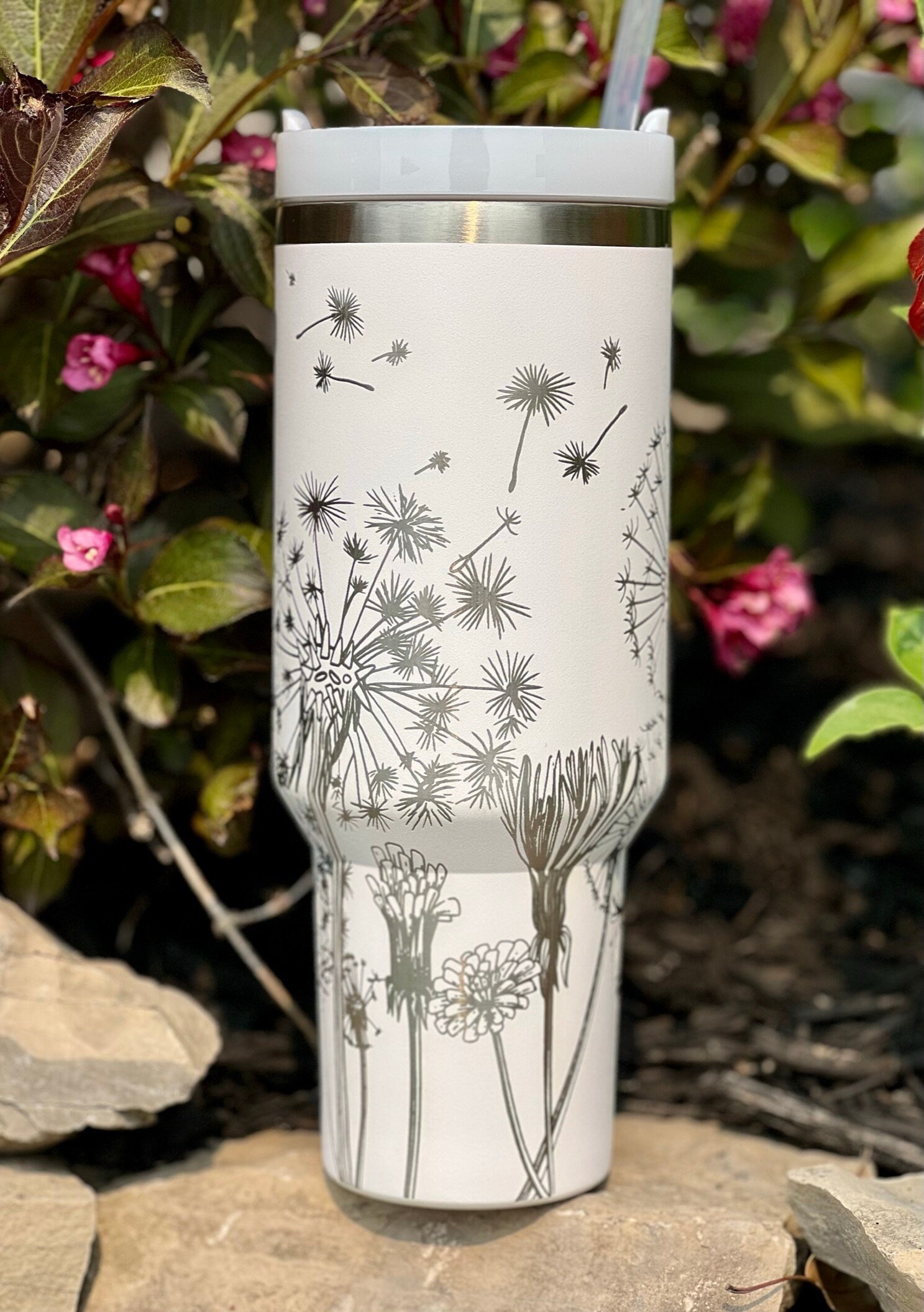 Dandelions Tumbler Wrap SVG | 40oz Laser Engraving File | Rotary Engrave Digital Design | Floral SVG Design