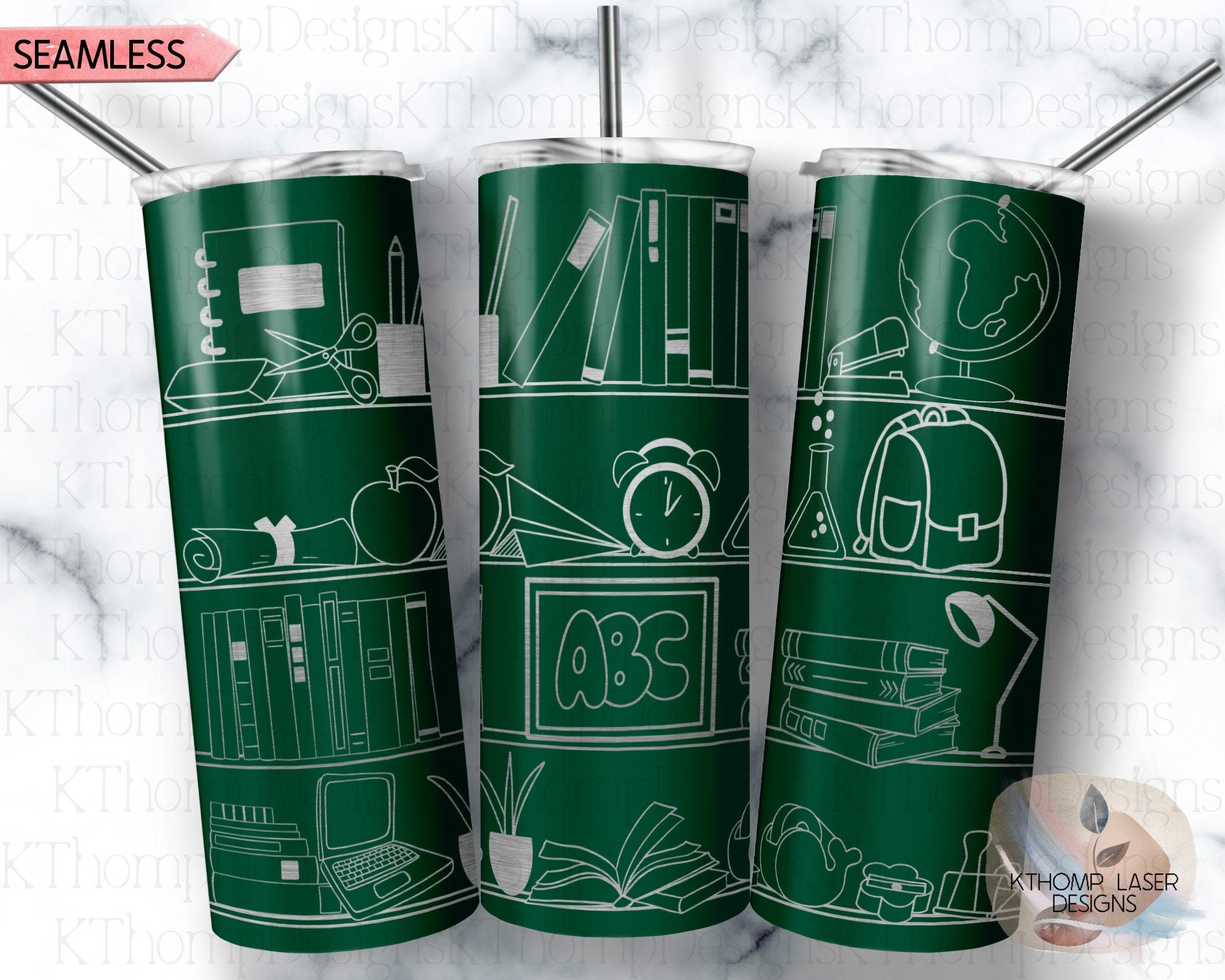 School Shelves Tumbler Wrap SVG | 20oz Skinny Laser Engraving File | Rotary Ready Digital Design | Career Gift SVG