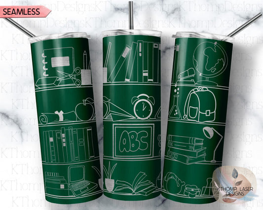 School Shelves Tumbler Wrap SVG | 20oz Skinny Laser Engraving File | Rotary Ready Digital Design | Career Gift SVG