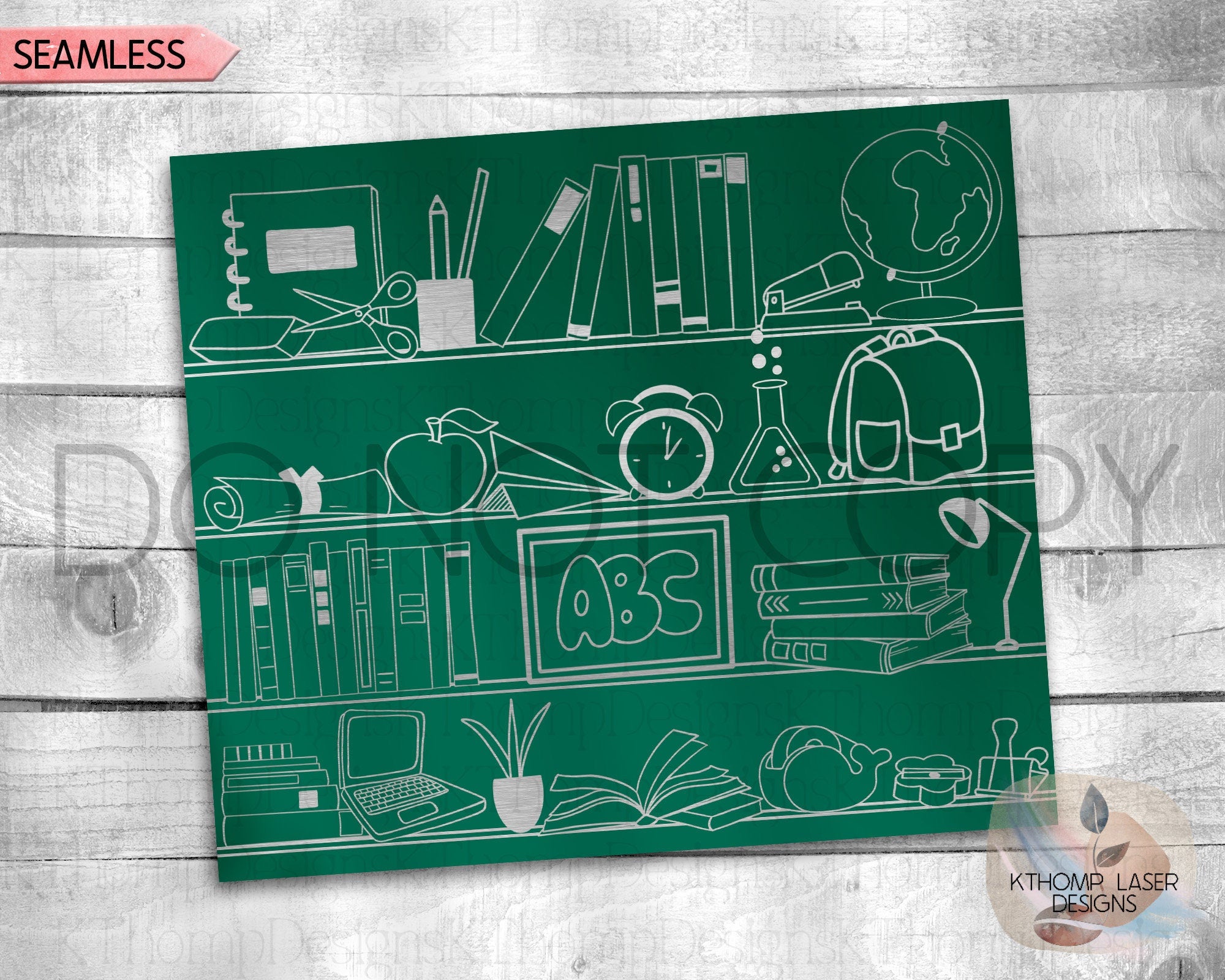 School Shelves Tumbler Wrap SVG | 20oz Skinny Laser Engraving File | Rotary Ready Digital Design | Career Gift SVG