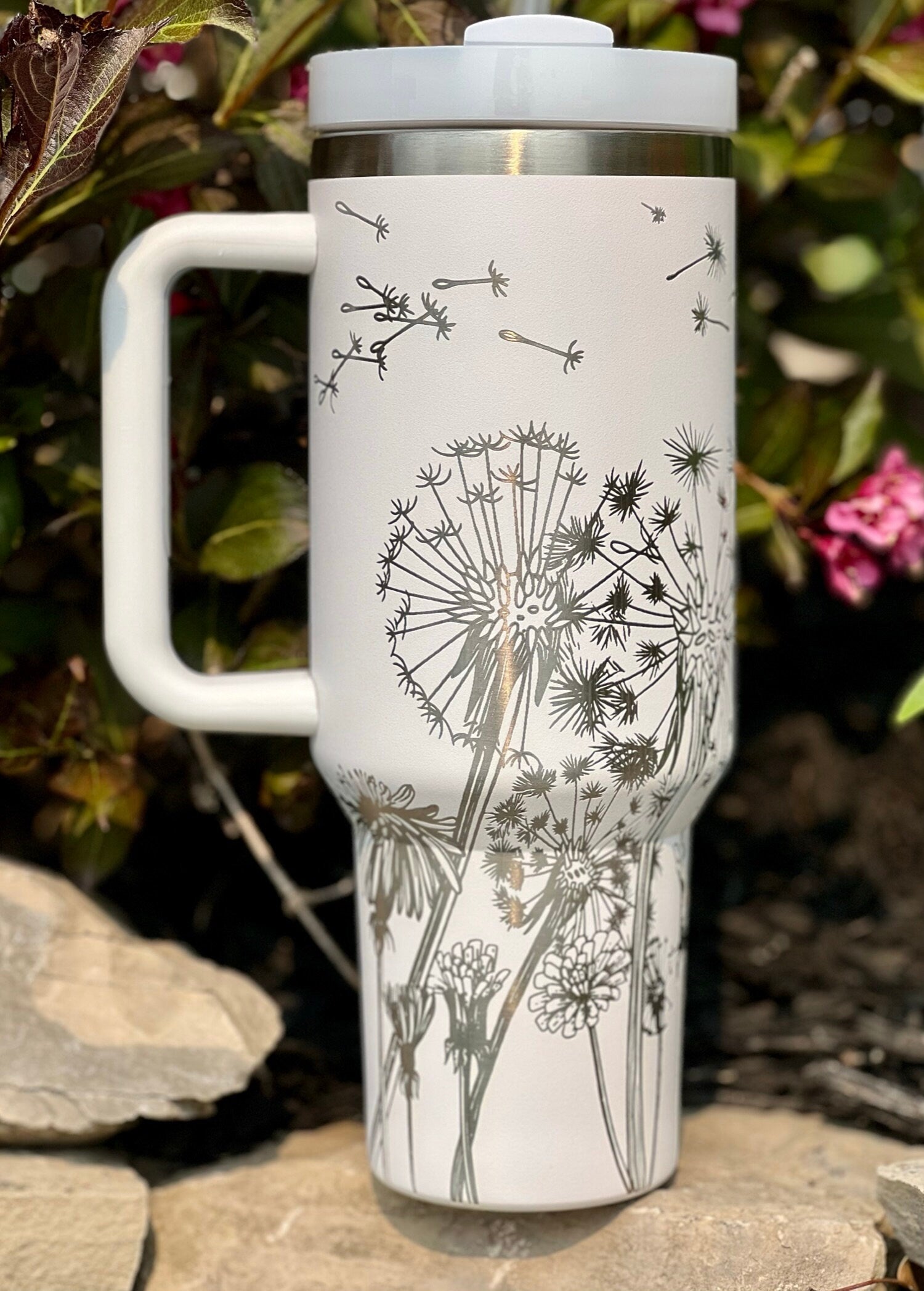 Dandelions Tumbler Wrap SVG | 40oz Laser Engraving File | Rotary Engrave Digital Design | Floral SVG Design