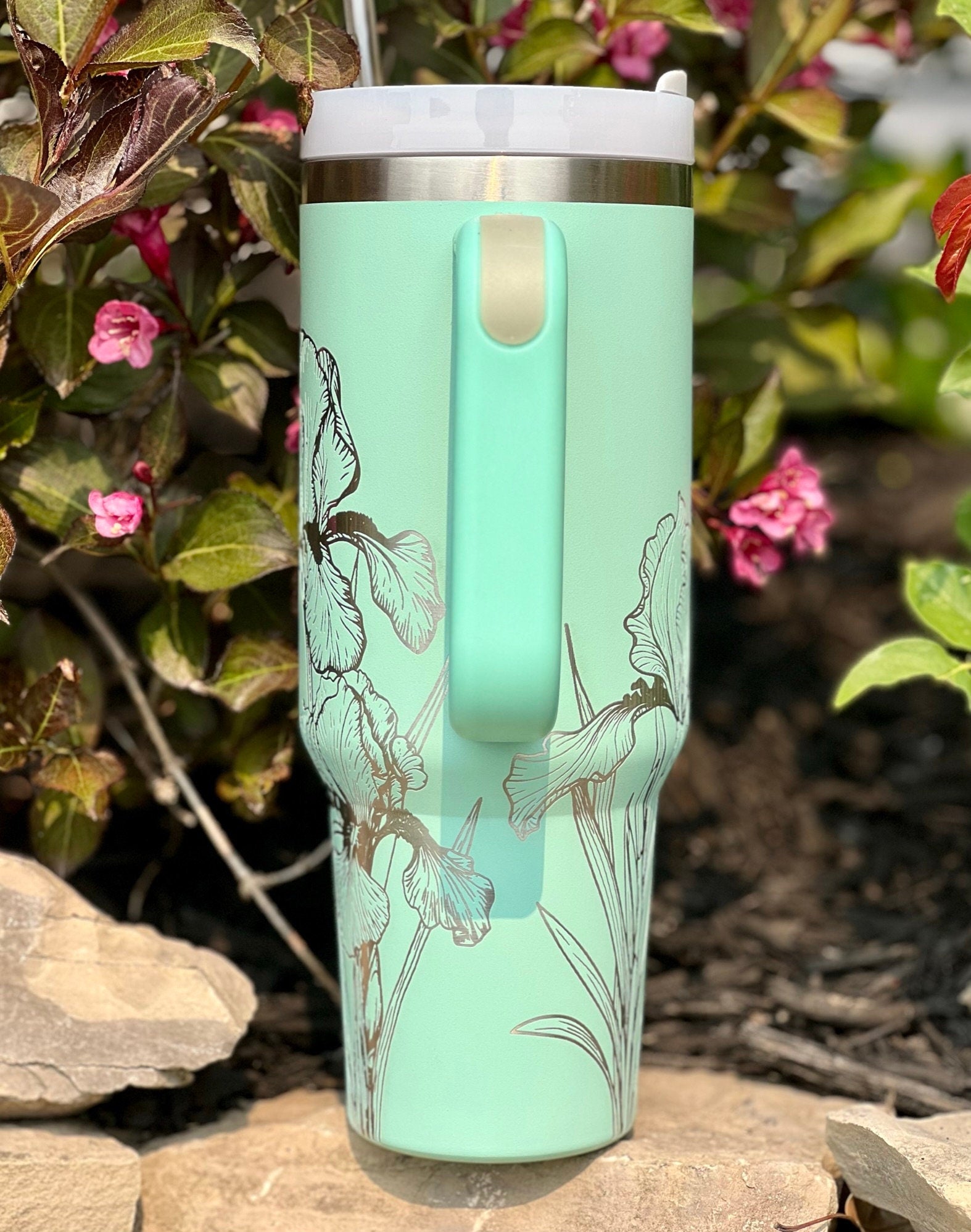 Wild Iris Tumbler Wrap SVG | 40oz Laser Engraving File | Rotary Engrave Digital Design | Floral SVG Design