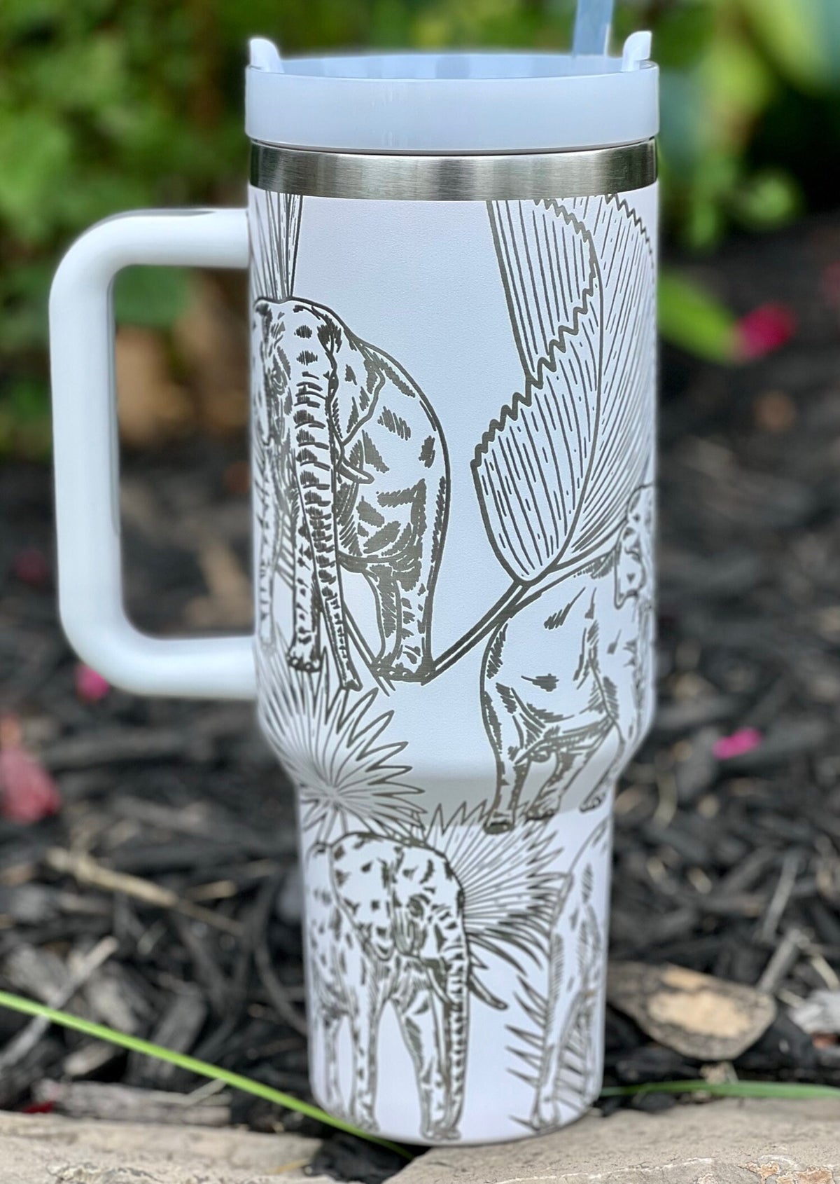 Elephants Tumbler Wrap SVG | 40oz Laser Engraving File | Rotary Ready Digital Design | Jungle Theme SVG