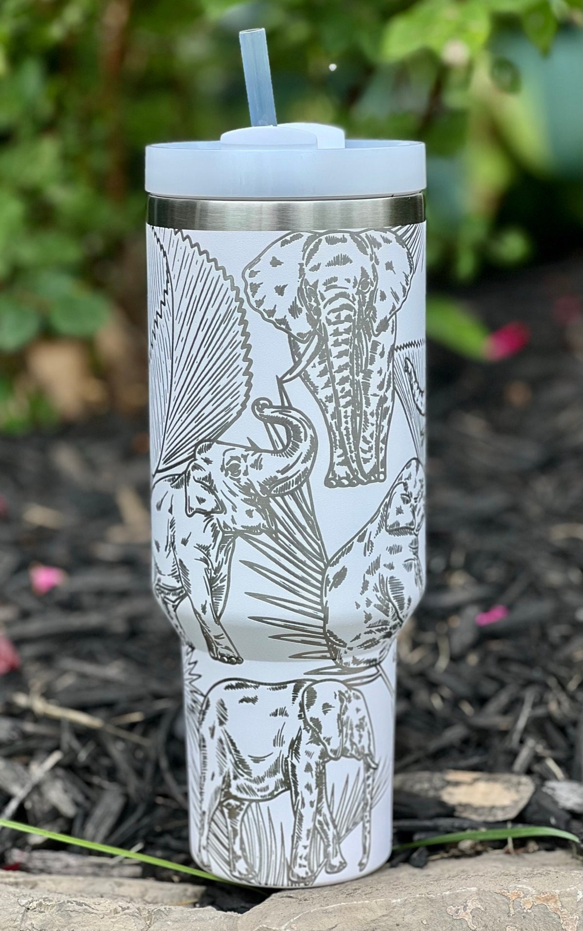 Elephants Tumbler Wrap SVG | 40oz Laser Engraving File | Rotary Ready Digital Design | Jungle Theme SVG