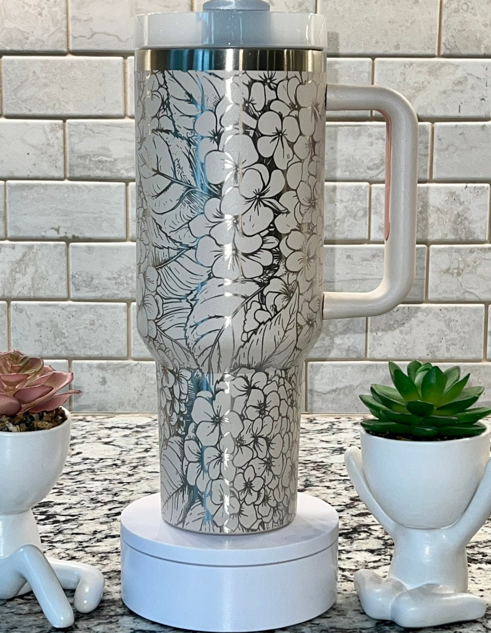 Hydrangeas Tumbler Wrap SVG | 40oz Laser Engraving File | Rotary Engrave Digital Design | Floral SVG Design