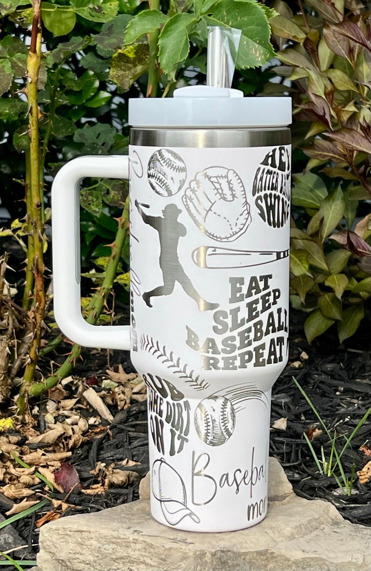 Baseball Mom Tumbler Wrap SVG | 40oz Laser Engraving File | Rotary Ready Digital Design | Mom Life SVG