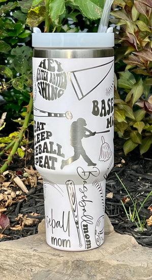 Baseball Mom Tumbler Wrap SVG | 40oz Laser Engraving File | Rotary Ready Digital Design | Mom Life SVG