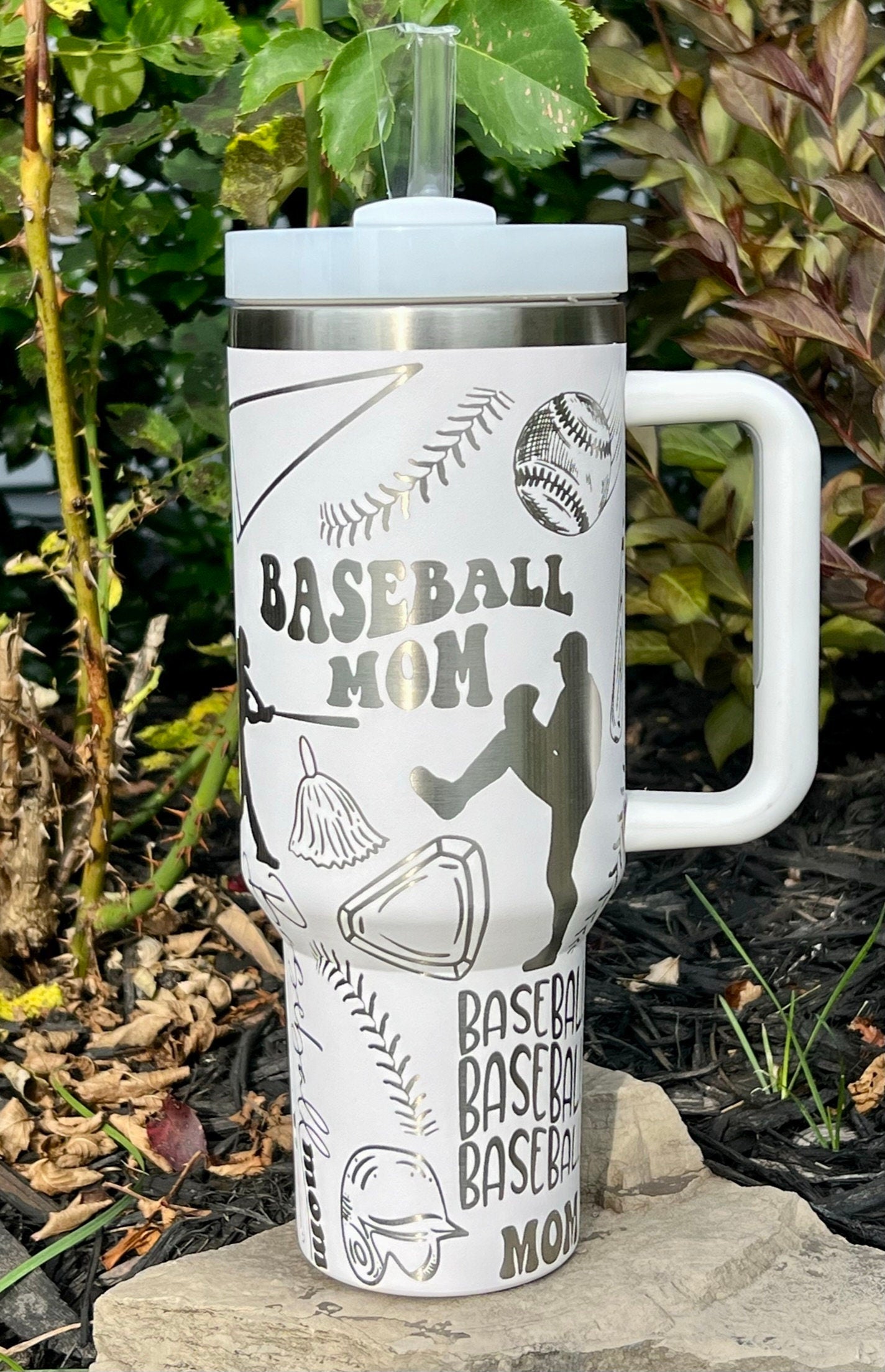 Baseball Mom Tumbler Wrap SVG | 40oz Laser Engraving File | Rotary Ready Digital Design | Mom Life SVG