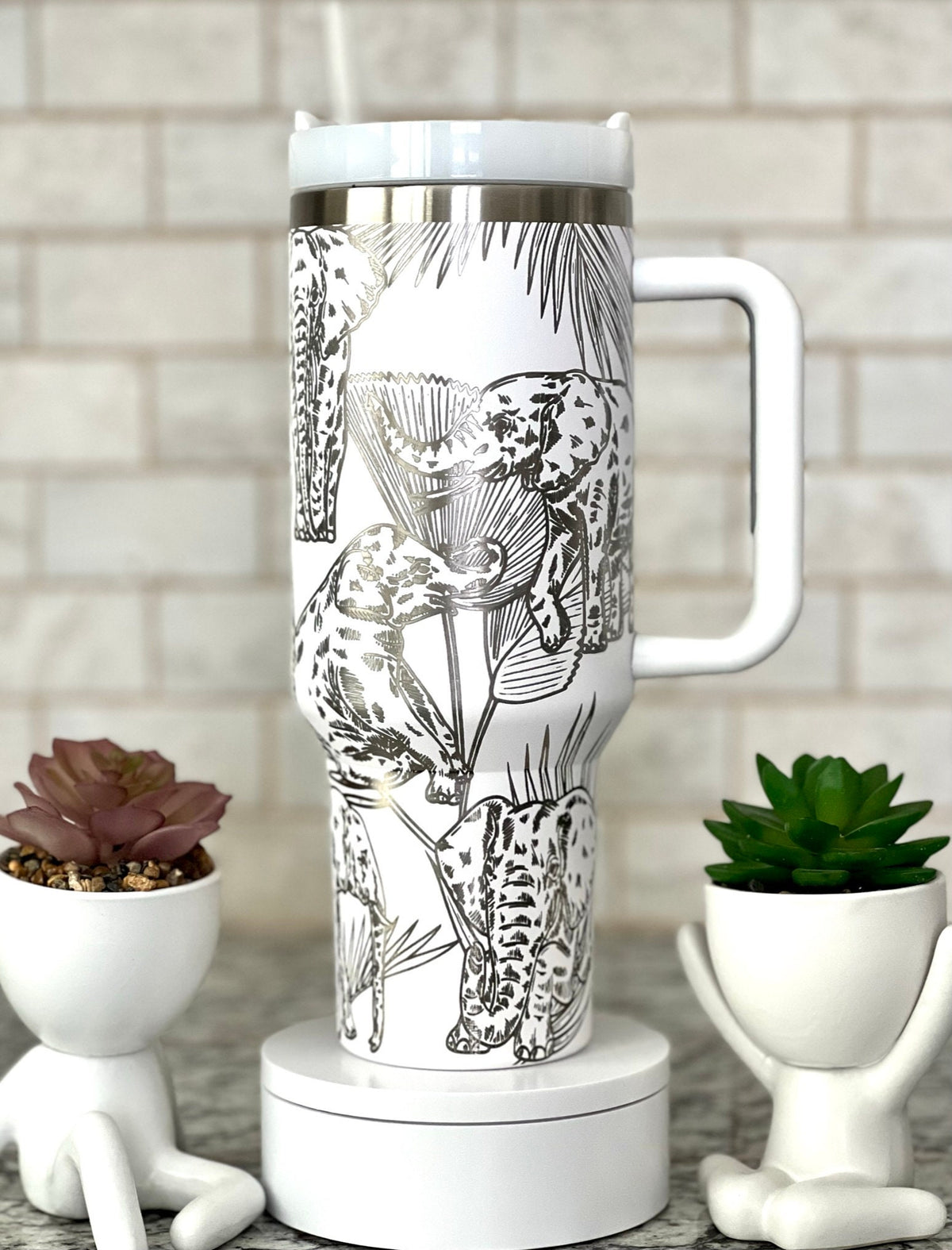 Elephants Tumbler Wrap SVG | 40oz Laser Engraving File | Rotary Ready Digital Design | Jungle Theme SVG
