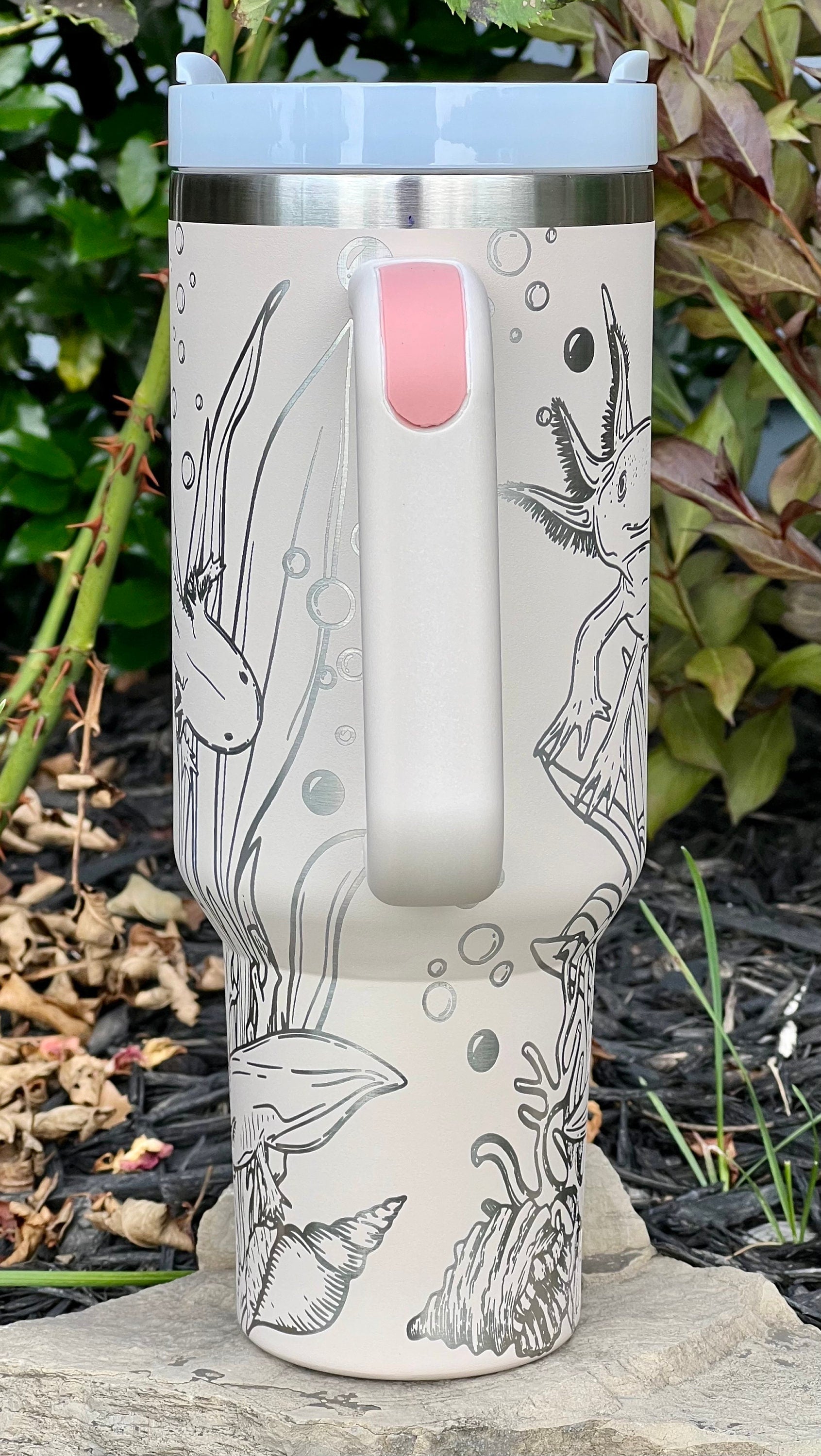 Axolotls Tumbler Wrap SVG | 40oz Laser Engraving File | Rotary Ready Digital Design | Ocean Nautical SVG