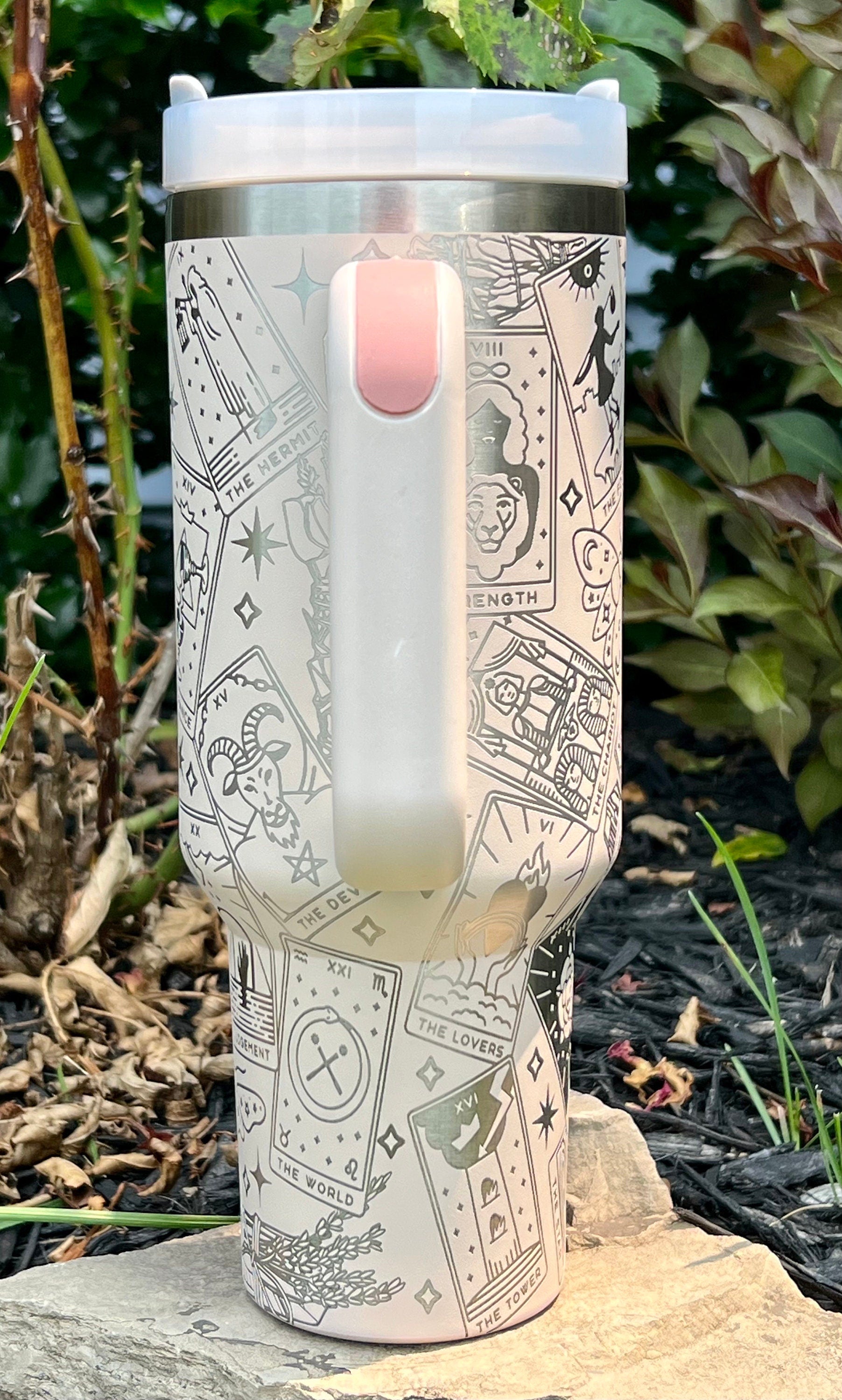 Tarot Cards Witchy Tumbler Wrap SVG | 40oz Laser Engraving File | Rotary Ready Digital Design | Zodiac Boho SVG