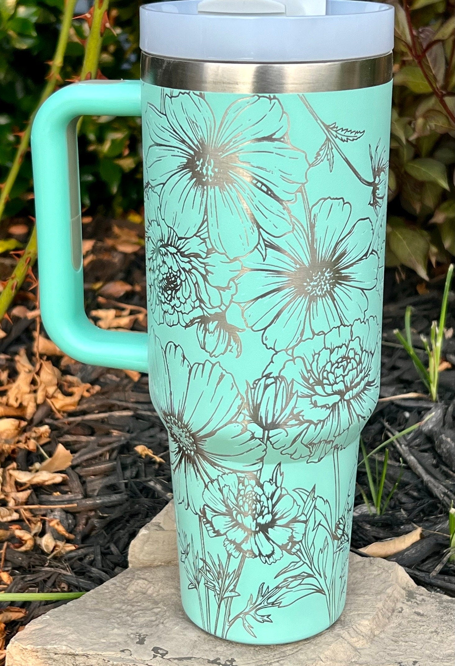 Marigolds and Cosmos Tumbler Wrap SVG | 40oz Laser Engraving File | Rotary Engrave Digital Design | Floral SVG Design