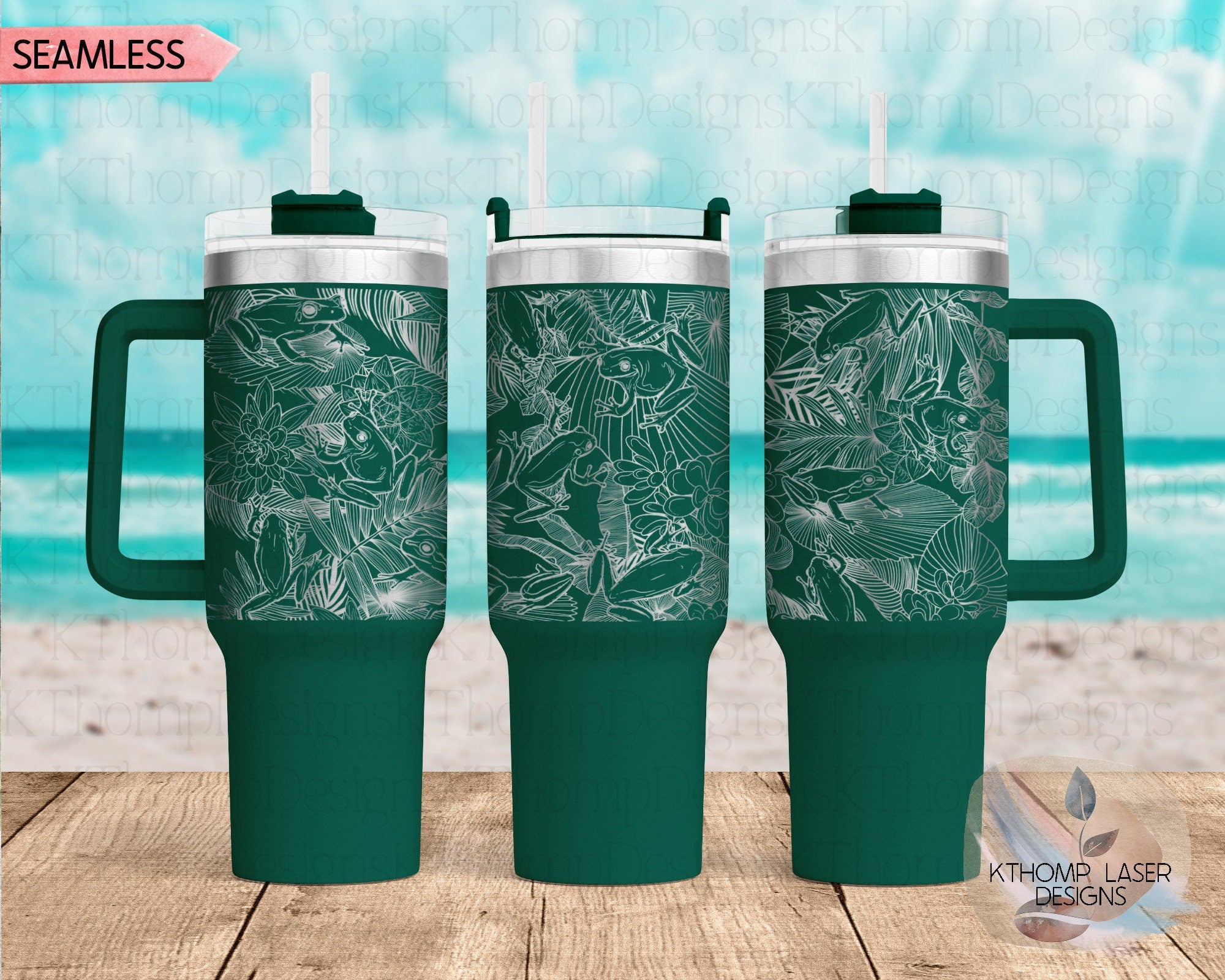Tree Frogs Top Tumbler Wrap SVG | 40oz Laser Engraving File | Rotary Ready Digital Design | Jungle Theme SVG