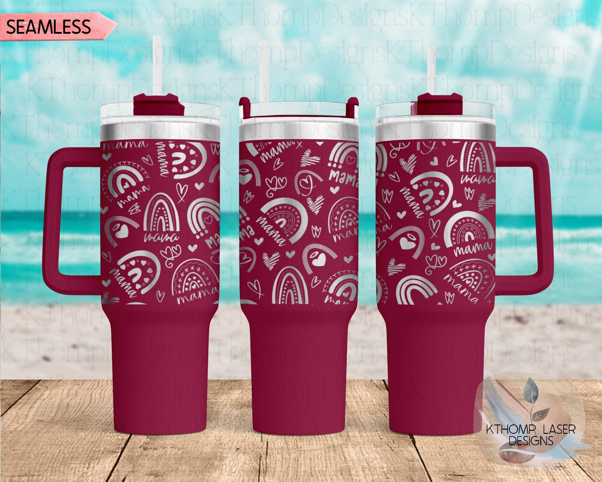 Rainbow Mama Top Tumbler Wrap SVG | 40oz Laser Engraving File | Rotary Ready Digital Design | Support Awareness SVG
