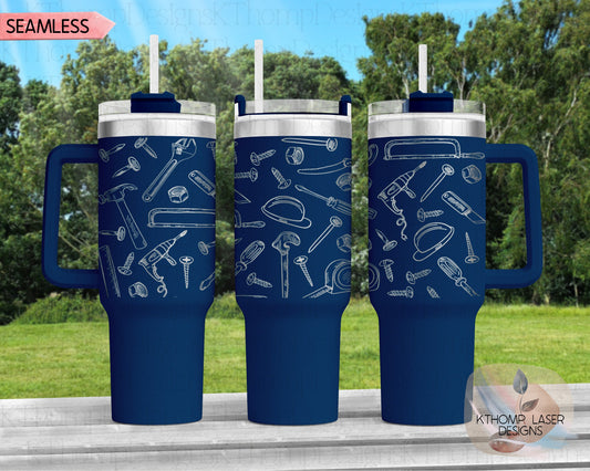 Tools Top Tumbler Wrap SVG | 40oz Laser Engraving File | Rotary Ready Digital Design | Career Gift SVG