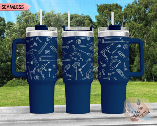 Tools Top Tumbler Wrap SVG | 40oz Laser Engraving File | Rotary Ready Digital Design | Career Gift SVG